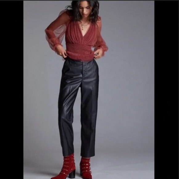 EUC LEVI'S Math Club Slacks Faux Leather High Rise Straight Leg Ankle Length 29 - Picture 5 of 16